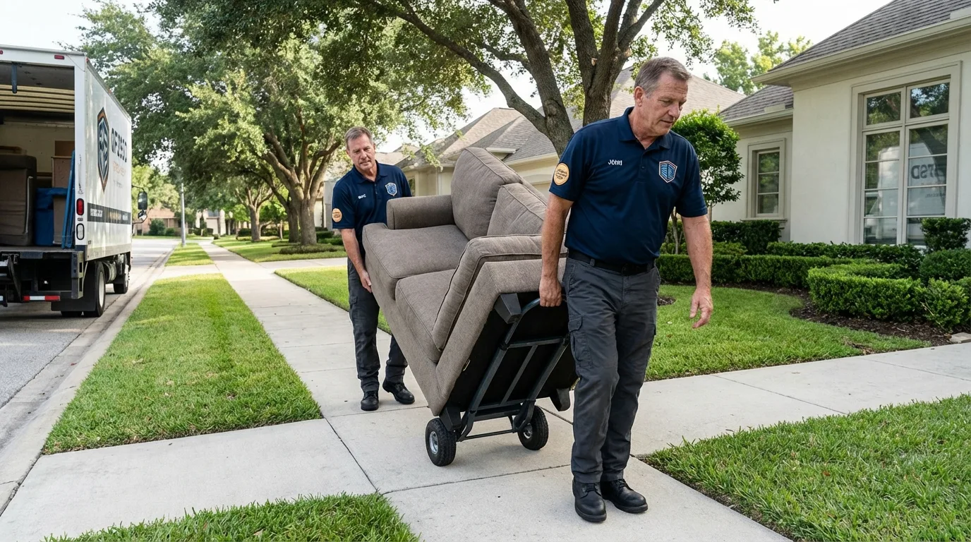 Local residential moving crew loading furniture in Palmetto, FL